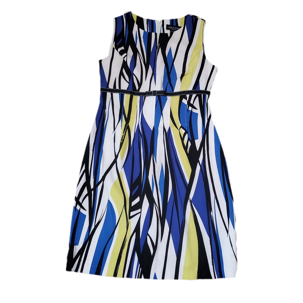Perceptions New York Women's Blue, Yellow And White Dress Sz 8 - Picture 5 of 6